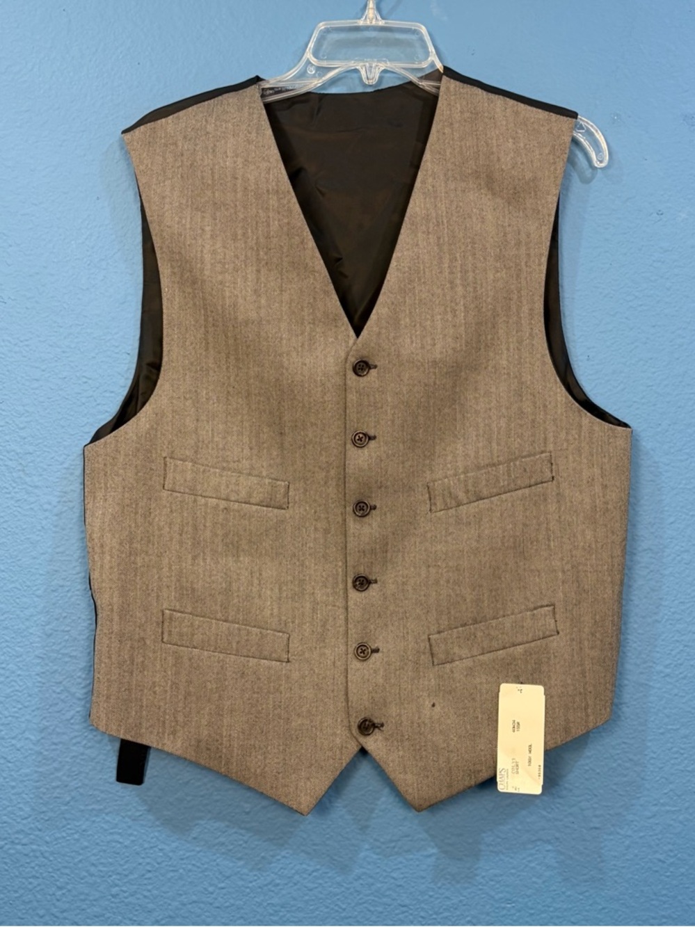 Chaps Ralph Lauren Gray Herringbone Wool Vest Men Size 40W34 Short With Tags